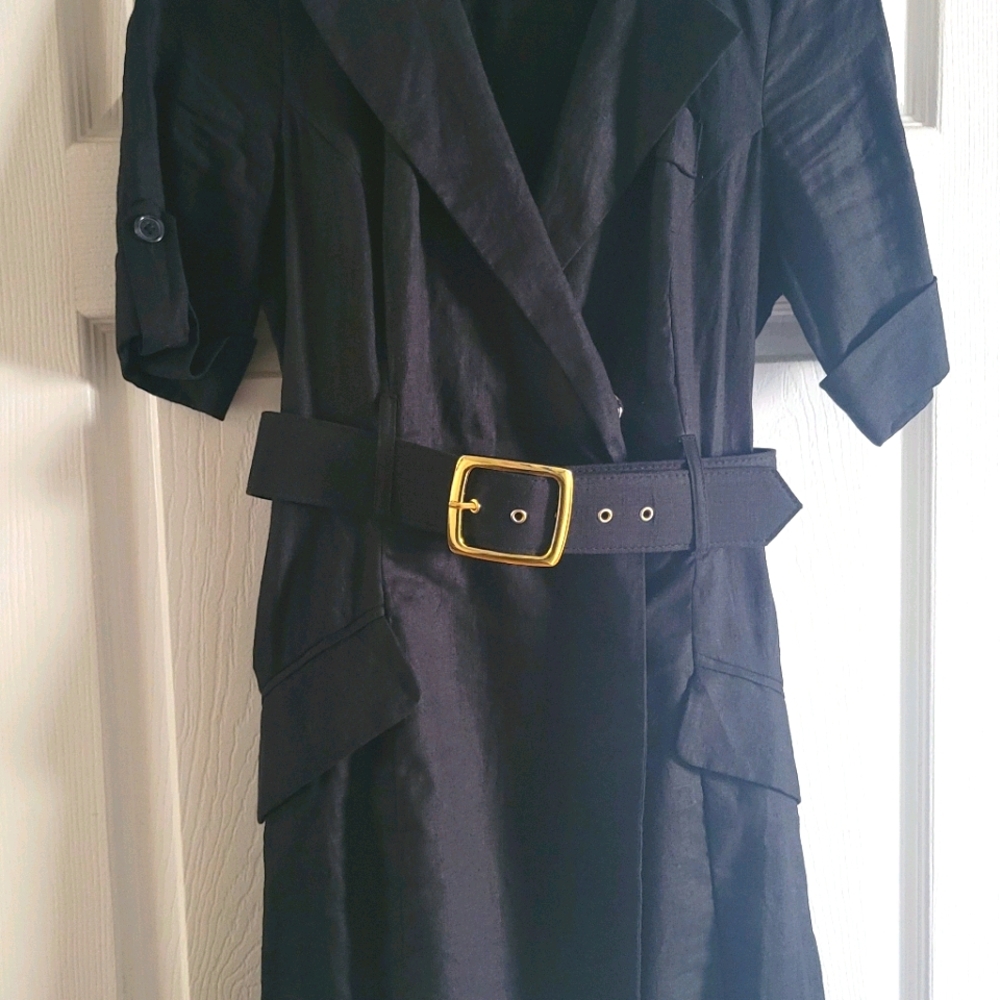 Black linen dress
